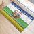 Central African Republic Christmas Rubber Doormat with Santa and Safari Animals Baobab Trees Snowflakes and Tribal Pattern - Wonder Print Shop
