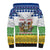 Central African Republic Christmas Sherpa Hoodie with Santa and Safari Animals Baobab Trees Snowflakes and Tribal Pattern - Wonder Print Shop