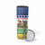 Central African Republic Christmas Skinny Tumbler with Santa and Safari Animals Baobab Trees Snowflakes and Tribal Pattern - Wonder Print Shop