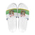 Central African Republic Christmas Slide Sandals with Santa and Safari Animals Baobab Trees Snowflakes and Tribal Pattern - Wonder Print Shop