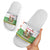 Central African Republic Christmas Slide Sandals with Santa and Safari Animals Baobab Trees Snowflakes and Tribal Pattern - Wonder Print Shop