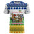 Central African Republic Christmas T Shirt with Santa and Safari Animals Baobab Trees Snowflakes and Tribal Pattern - Wonder Print Shop