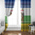 Central African Republic Christmas Window Curtain with Santa and Safari Animals Baobab Trees Snowflakes and Tribal Pattern - Wonder Print Shop