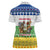 Central African Republic Christmas Women Polo Shirt with Santa and Safari Animals Baobab Trees Snowflakes and Tribal Pattern - Wonder Print Shop