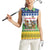 Central African Republic Christmas Women Sleeveless Polo Shirt with Santa and Safari Animals Baobab Trees Snowflakes and Tribal Pattern - Wonder Print Shop