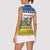 Central African Republic Christmas Women Sleeveless Polo Shirt with Santa and Safari Animals Baobab Trees Snowflakes and Tribal Pattern - Wonder Print Shop