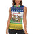 Central African Republic Christmas Women Sleeveless Polo Shirt with Santa and Safari Animals Baobab Trees Snowflakes and Tribal Pattern - Wonder Print Shop