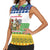 Central African Republic Christmas Women Sleeveless Polo Shirt with Santa and Safari Animals Baobab Trees Snowflakes and Tribal Pattern - Wonder Print Shop