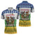 Central African Republic Christmas Zipper Polo Shirt with Santa and Safari Animals Baobab Trees Snowflakes and Tribal Pattern - Wonder Print Shop