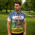 Central African Republic Christmas Zipper Polo Shirt with Santa and Safari Animals Baobab Trees Snowflakes and Tribal Pattern - Wonder Print Shop