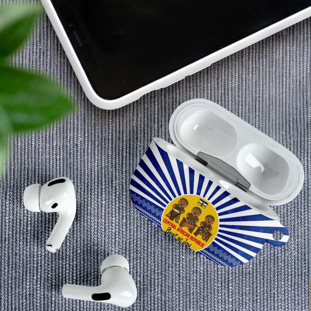 Central African Republic Christmas AirPods Case with Drumming Kids Beat of Joy Tribal Pattern and Snowflakes - Wonder Print Shop