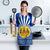 Central African Republic Christmas Apron with Drumming Kids Beat of Joy Tribal Pattern and Snowflakes - Wonder Print Shop