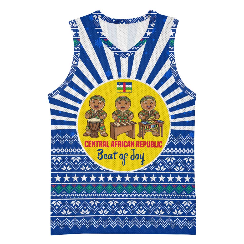 Central African Republic Christmas Basketball Jersey with Drumming Kids Beat of Joy Tribal Pattern and Snowflakes - Wonder Print Shop