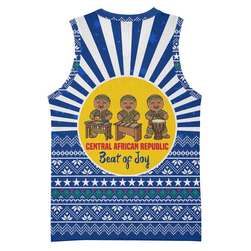 Central African Republic Christmas Basketball Jersey with Drumming Kids Beat of Joy Tribal Pattern and Snowflakes - Wonder Print Shop