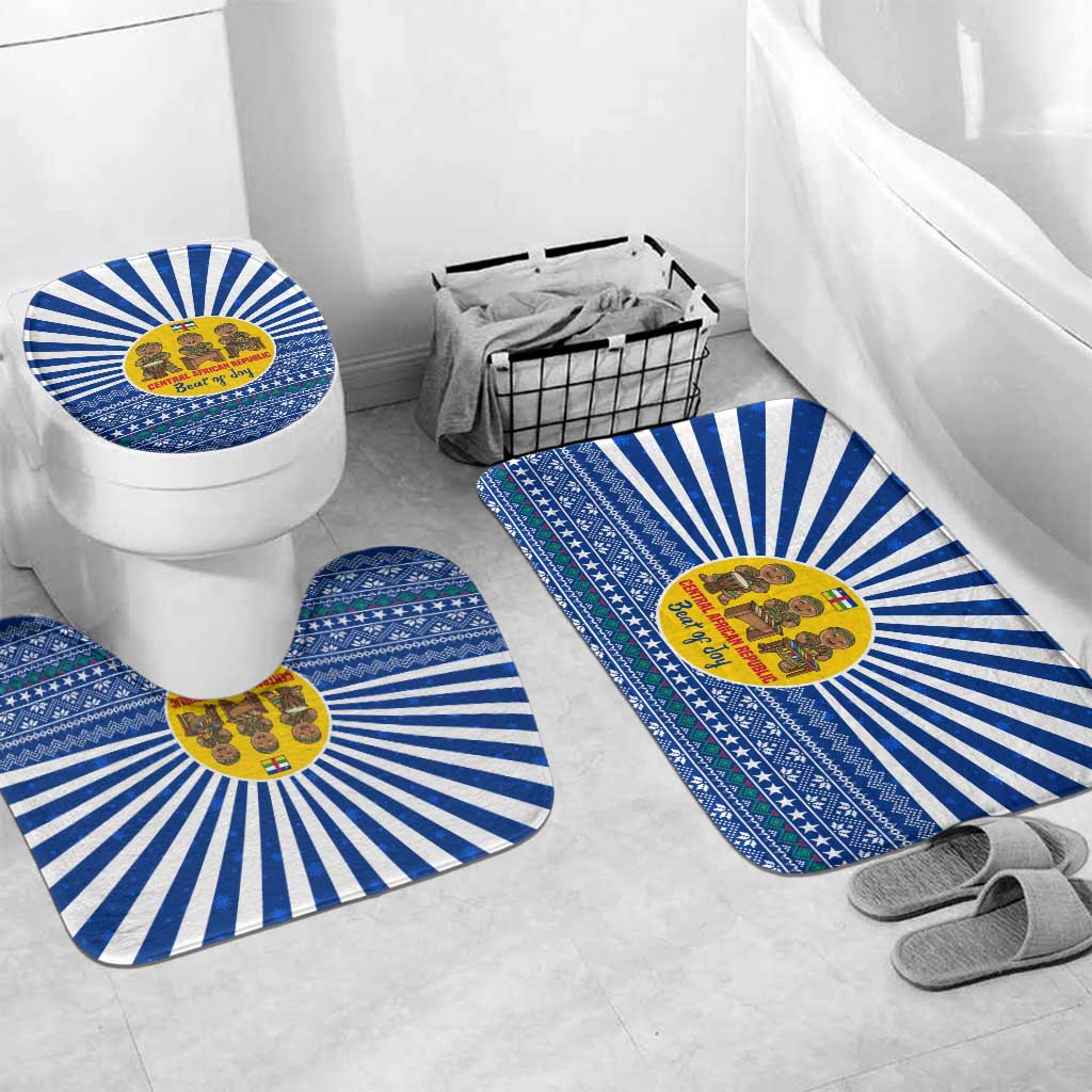 Central African Republic Christmas Bathroom Set with Drumming Kids Beat of Joy Tribal Pattern and Snowflakes - Wonder Print Shop