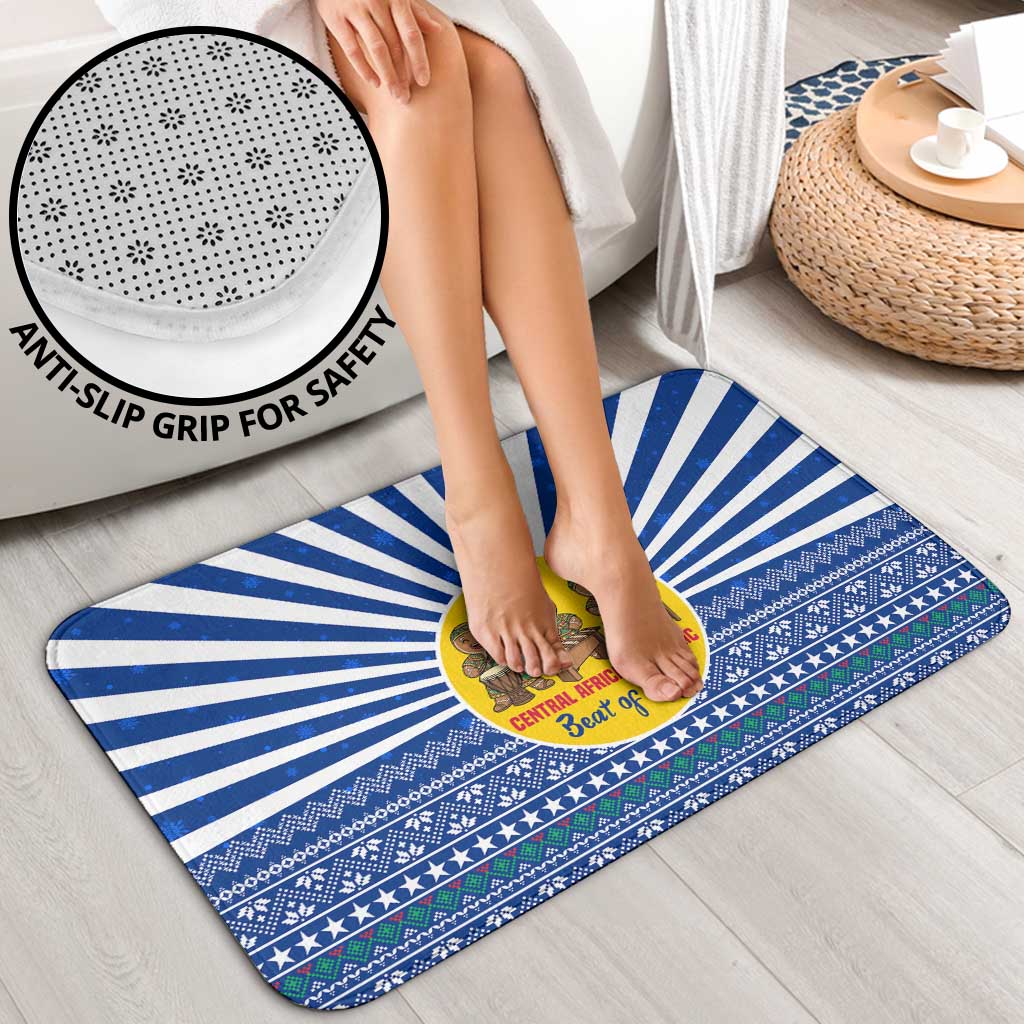 Central African Republic Christmas Bathroom Set with Drumming Kids Beat of Joy Tribal Pattern and Snowflakes - Wonder Print Shop