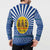 Central African Republic Christmas Button Sweatshirt with Drumming Kids Beat of Joy Tribal Pattern and Snowflakes - Wonder Print Shop