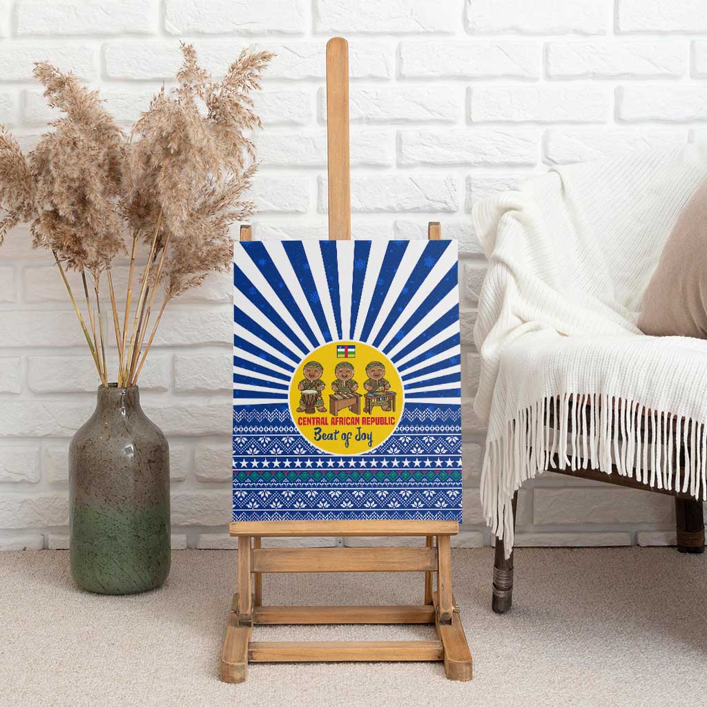 Central African Republic Christmas Canvas Wall Art with Drumming Kids Beat of Joy Tribal Pattern and Snowflakes - Wonder Print Shop
