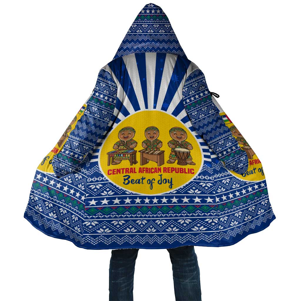 Central African Republic Christmas Cloak with Drumming Kids Beat of Joy Tribal Pattern and Snowflakes - Wonder Print Shop