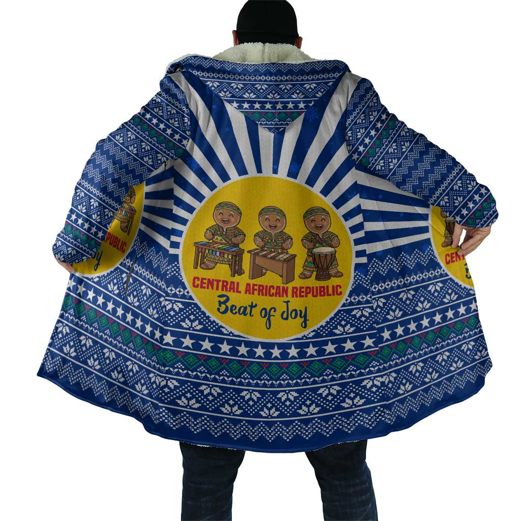 Central African Republic Christmas Cloak with Drumming Kids Beat of Joy Tribal Pattern and Snowflakes - Wonder Print Shop