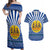 Central African Republic Christmas Couples Matching Off Shoulder Maxi Dress and Hawaiian Shirt with Drumming Kids Beat of Joy Tribal Pattern and Snowflakes - Wonder Print Shop