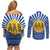 Central African Republic Christmas Couples Matching Off Shoulder Short Dress and Long Sleeve Button Shirt with Drumming Kids Beat of Joy Tribal Pattern and Snowflakes - Wonder Print Shop