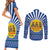 Central African Republic Christmas Couples Matching Short Sleeve Bodycon Dress and Long Sleeve Button Shirt with Drumming Kids Beat of Joy Tribal Pattern and Snowflakes - Wonder Print Shop