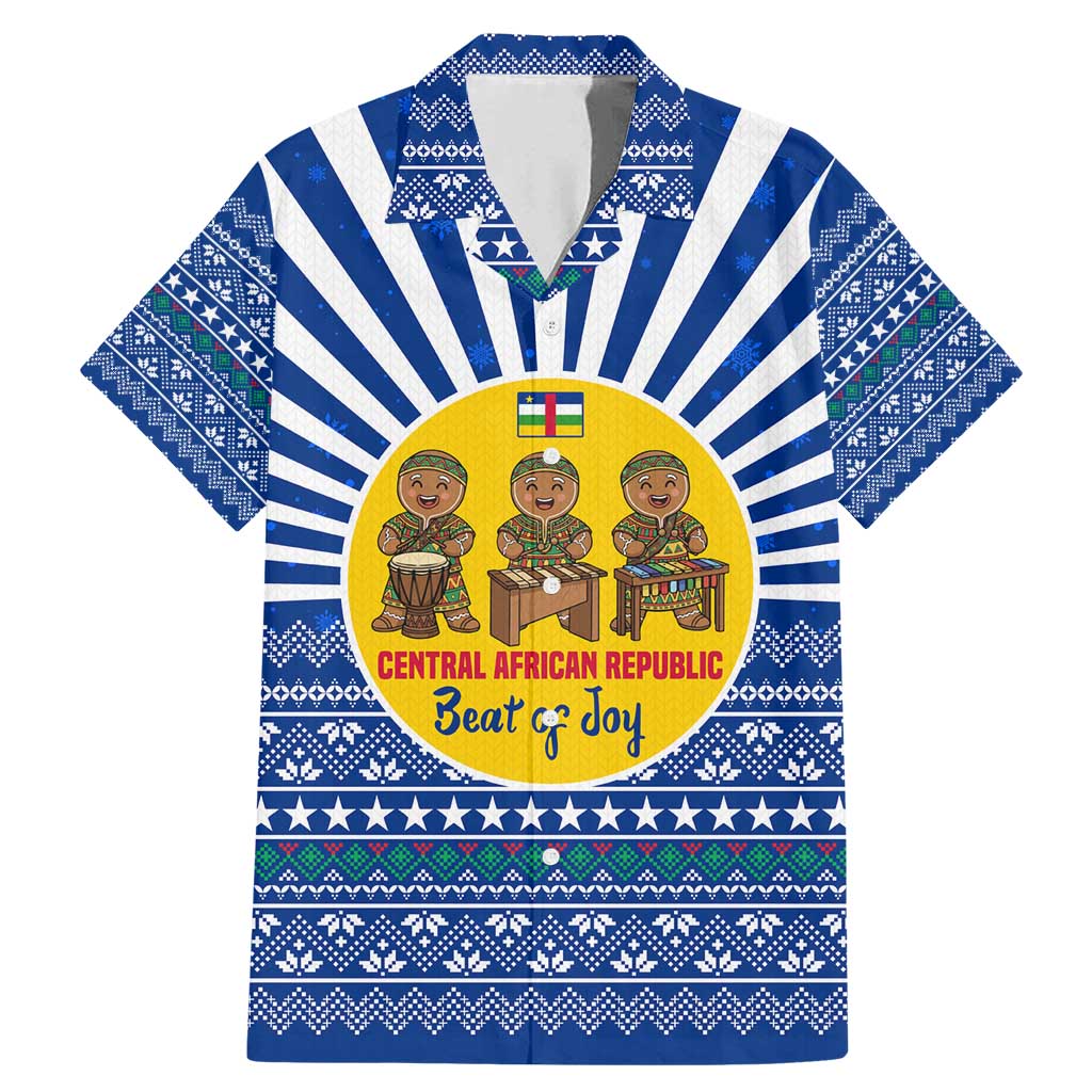 Central African Republic Christmas Family Matching Mermaid Dress and Hawaiian Shirt with Drumming Kids Beat of Joy Tribal Pattern and Snowflakes - Wonder Print Shop