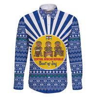 Central African Republic Christmas Family Matching Mermaid Dress and Hawaiian Shirt with Drumming Kids Beat of Joy Tribal Pattern and Snowflakes - Wonder Print Shop