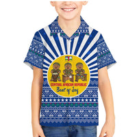 Central African Republic Christmas Family Matching Mermaid Dress and Hawaiian Shirt with Drumming Kids Beat of Joy Tribal Pattern and Snowflakes - Wonder Print Shop