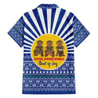 Central African Republic Christmas Family Matching Off The Shoulder Long Sleeve Dress and Hawaiian Shirt with Drumming Kids Beat of Joy Tribal Pattern and Snowflakes - Wonder Print Shop