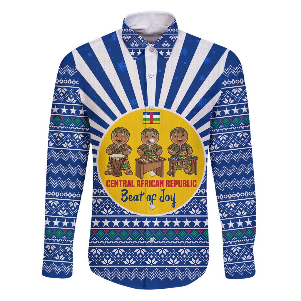 Central African Republic Christmas Family Matching Puletasi and Hawaiian Shirt with Drumming Kids Beat of Joy Tribal Pattern and Snowflakes - Wonder Print Shop