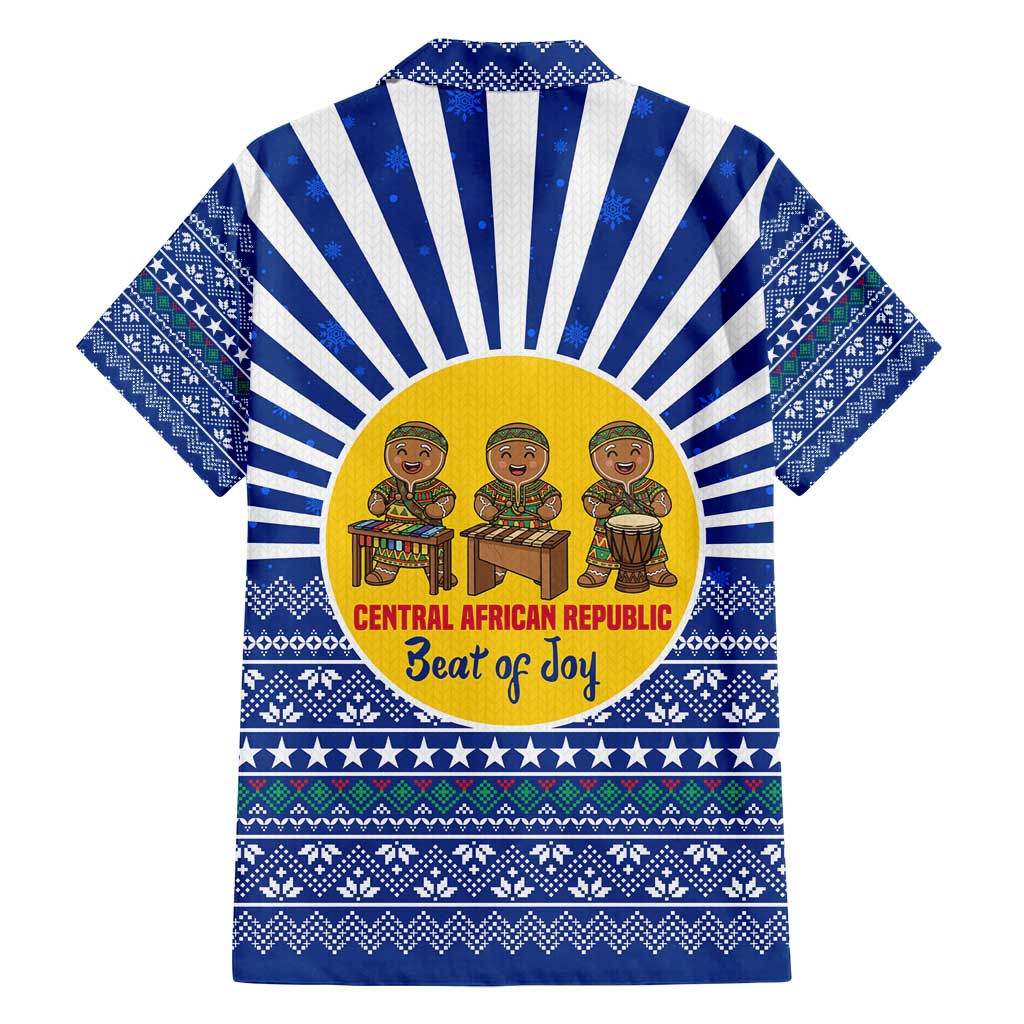 Central African Republic Christmas Family Matching Summer Maxi Dress and Hawaiian Shirt with Drumming Kids Beat of Joy Tribal Pattern and Snowflakes - Wonder Print Shop