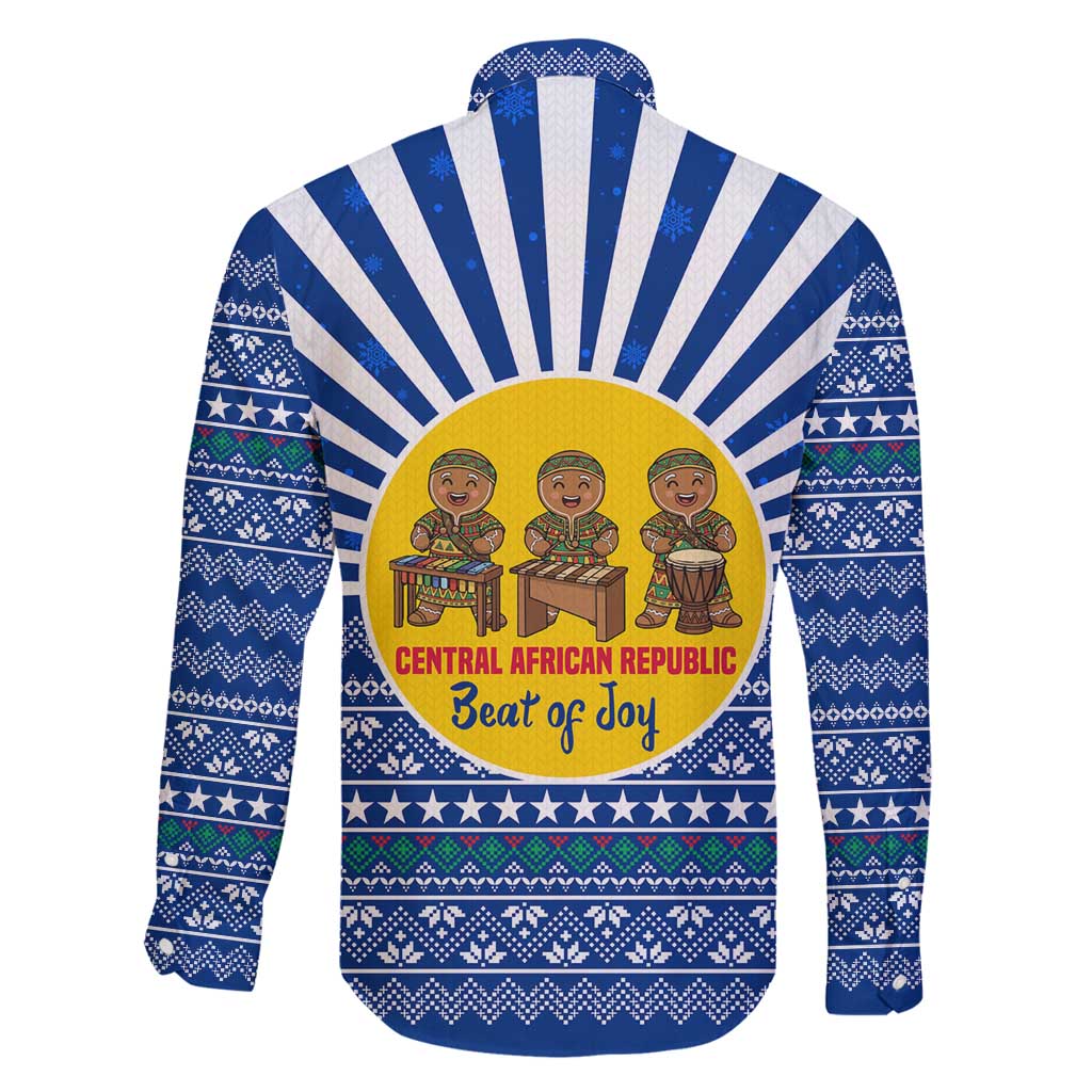 Central African Republic Christmas Family Matching Tank Maxi Dress and Hawaiian Shirt with Drumming Kids Beat of Joy Tribal Pattern and Snowflakes - Wonder Print Shop