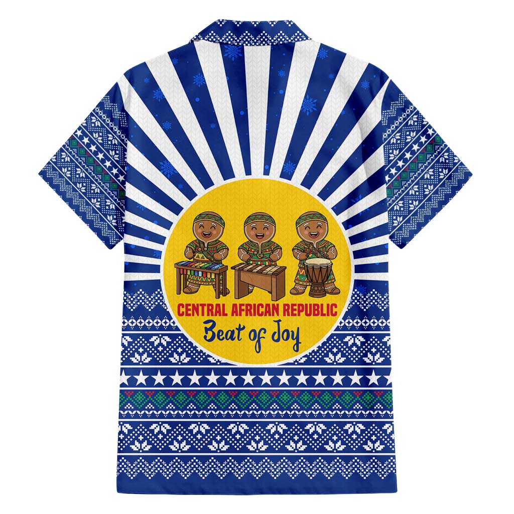 Central African Republic Christmas Hawaiian Shirt with Drumming Kids Beat of Joy Tribal Pattern and Snowflakes - Wonder Print Shop