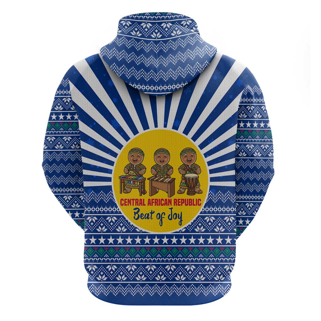 Central African Republic Christmas Hoodie with Drumming Kids Beat of Joy Tribal Pattern and Snowflakes - Wonder Print Shop