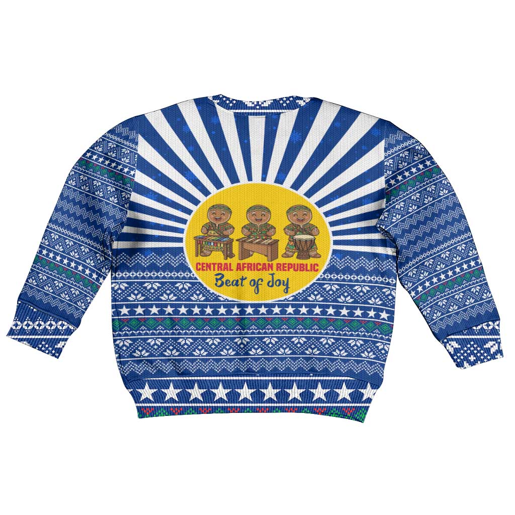 Central African Republic Christmas Kid Ugly Christmas Sweater with Drumming Kids Beat of Joy Tribal Pattern and Snowflakes - Wonder Print Shop