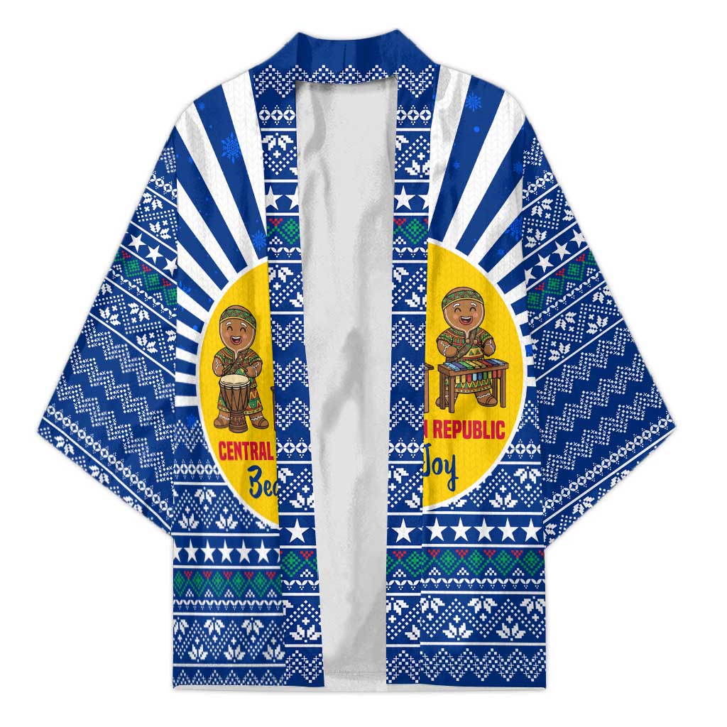 Central African Republic Christmas Kimono with Drumming Kids Beat of Joy Tribal Pattern and Snowflakes - Wonder Print Shop
