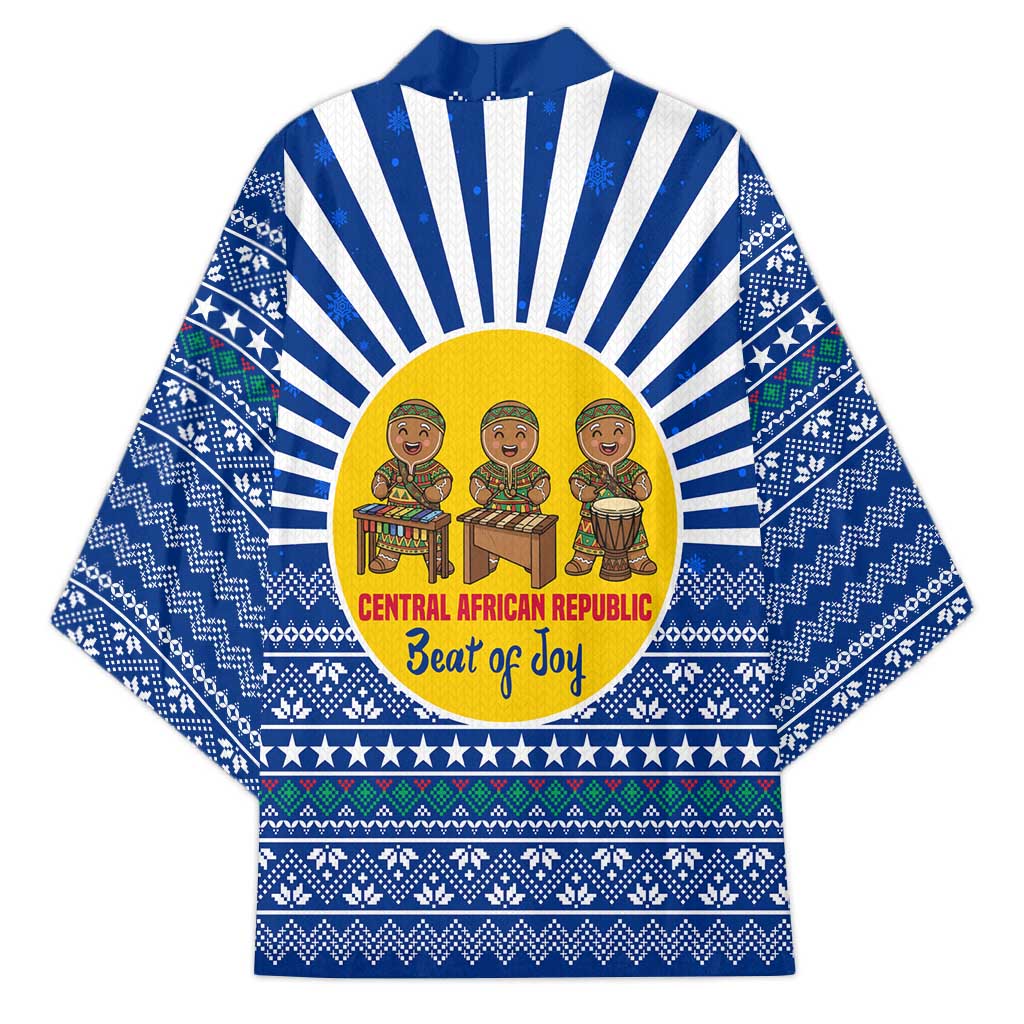 Central African Republic Christmas Kimono with Drumming Kids Beat of Joy Tribal Pattern and Snowflakes - Wonder Print Shop