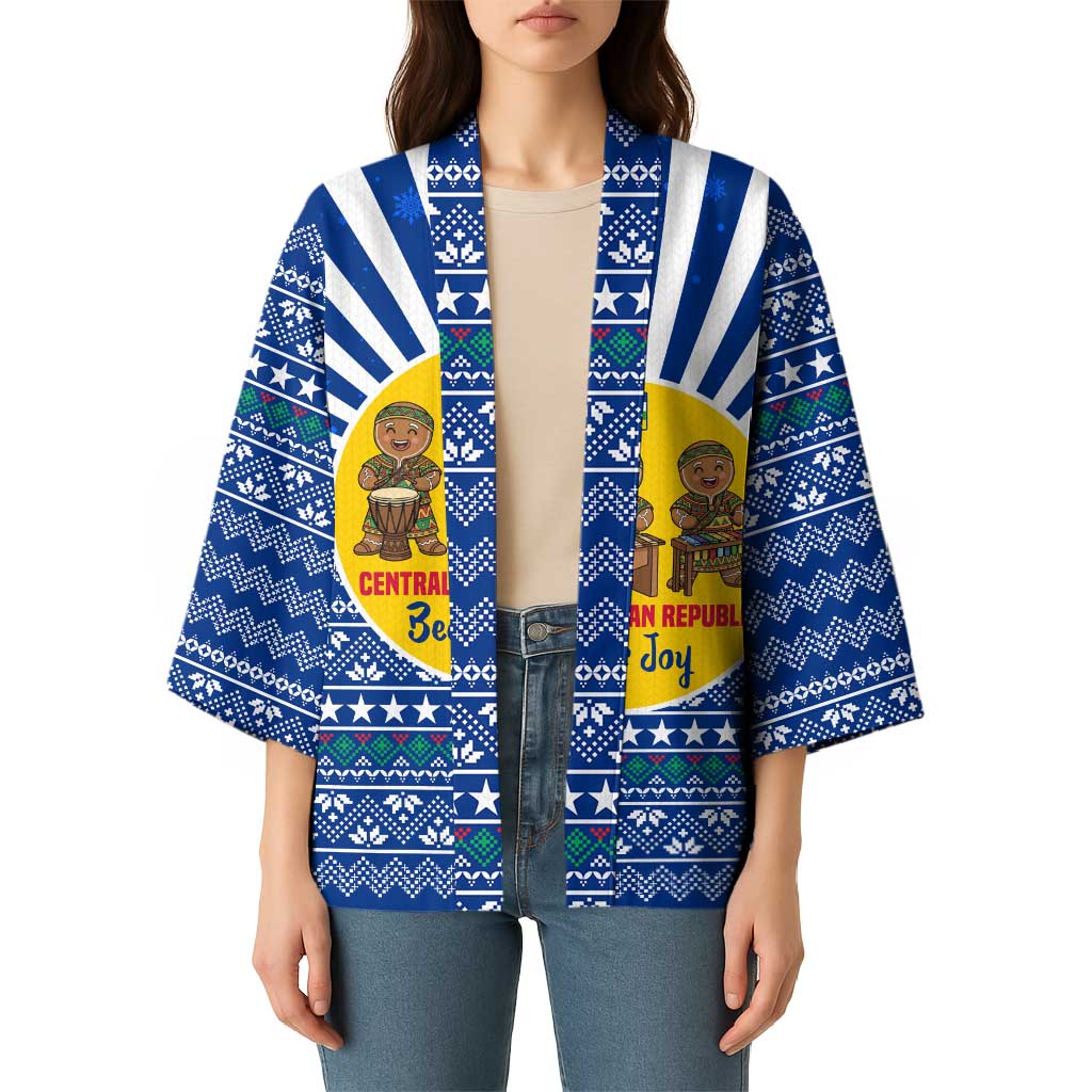Central African Republic Christmas Kimono with Drumming Kids Beat of Joy Tribal Pattern and Snowflakes - Wonder Print Shop