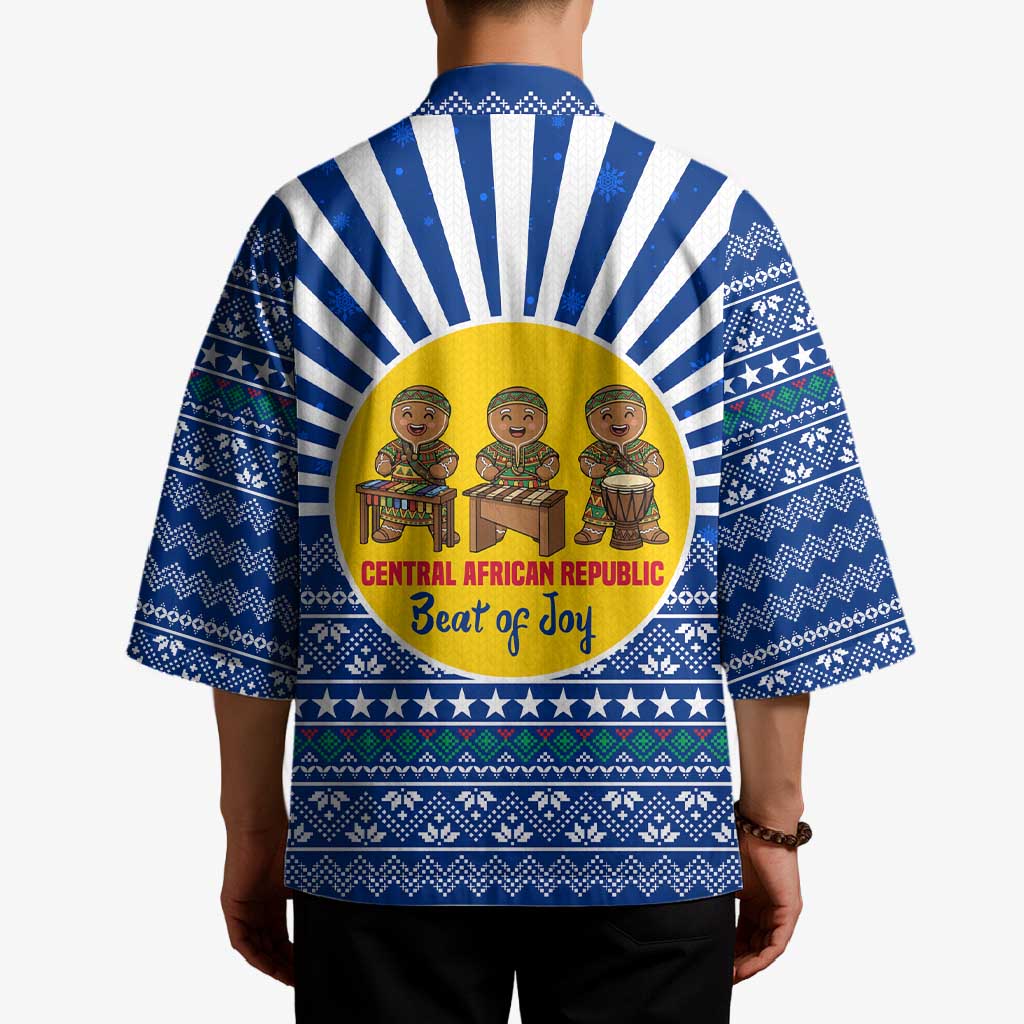 Central African Republic Christmas Kimono with Drumming Kids Beat of Joy Tribal Pattern and Snowflakes - Wonder Print Shop