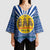 Central African Republic Christmas Kimono Sleeve Blouse with Drumming Kids Beat of Joy Tribal Pattern and Snowflakes - Wonder Print Shop