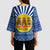 Central African Republic Christmas Kimono Sleeve Blouse with Drumming Kids Beat of Joy Tribal Pattern and Snowflakes - Wonder Print Shop