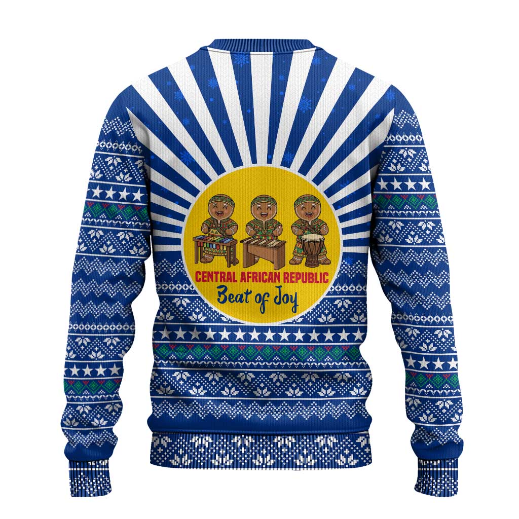 Central African Republic Christmas Ugly Christmas Sweater with Drumming Kids Beat of Joy Tribal Pattern and Snowflakes - Wonder Print Shop