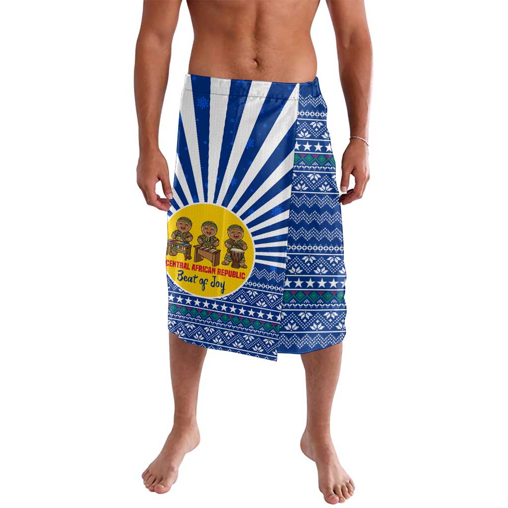 Central African Republic Christmas Lavalava with Drumming Kids Beat of Joy Tribal Pattern and Snowflakes - Wonder Print Shop