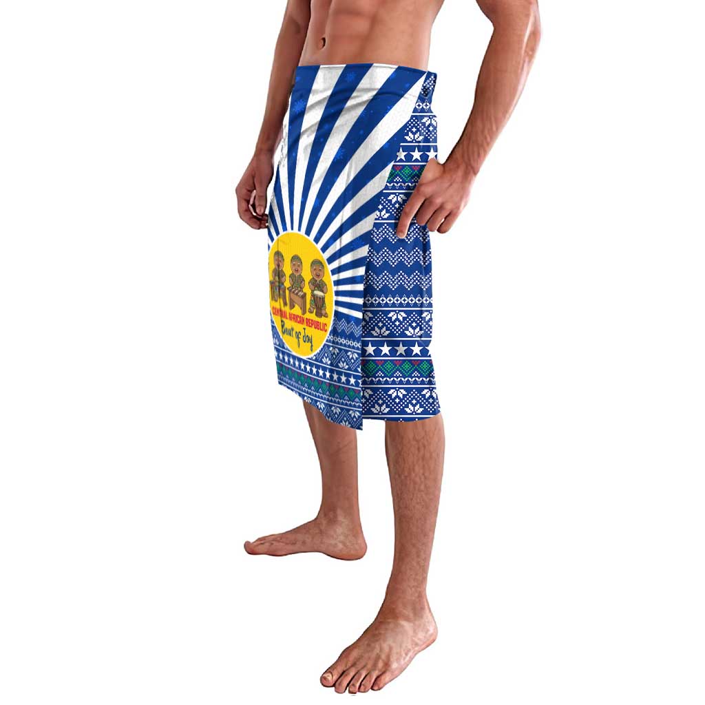 Central African Republic Christmas Lavalava with Drumming Kids Beat of Joy Tribal Pattern and Snowflakes - Wonder Print Shop