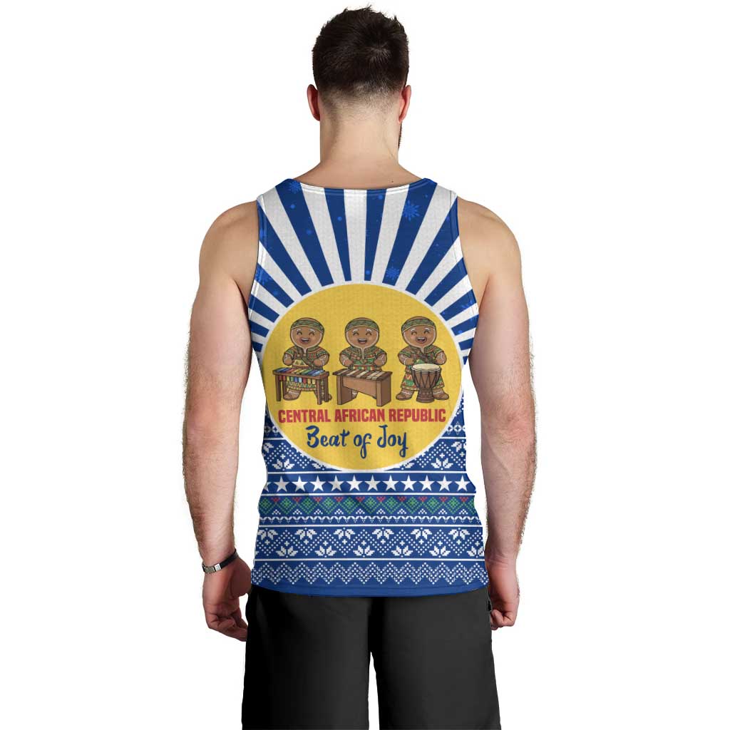 Central African Republic Christmas Men Tank Top with Drumming Kids Beat of Joy Tribal Pattern and Snowflakes - Wonder Print Shop