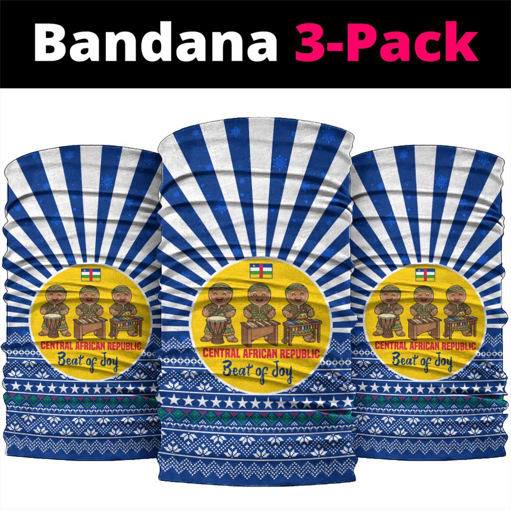 Central African Republic Christmas Neck Gaiter with Drumming Kids Beat of Joy Tribal Pattern and Snowflakes - Wonder Print Shop