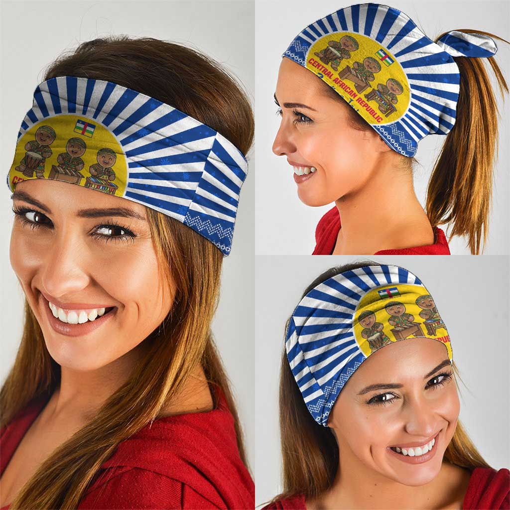 Central African Republic Christmas Neck Gaiter with Drumming Kids Beat of Joy Tribal Pattern and Snowflakes - Wonder Print Shop