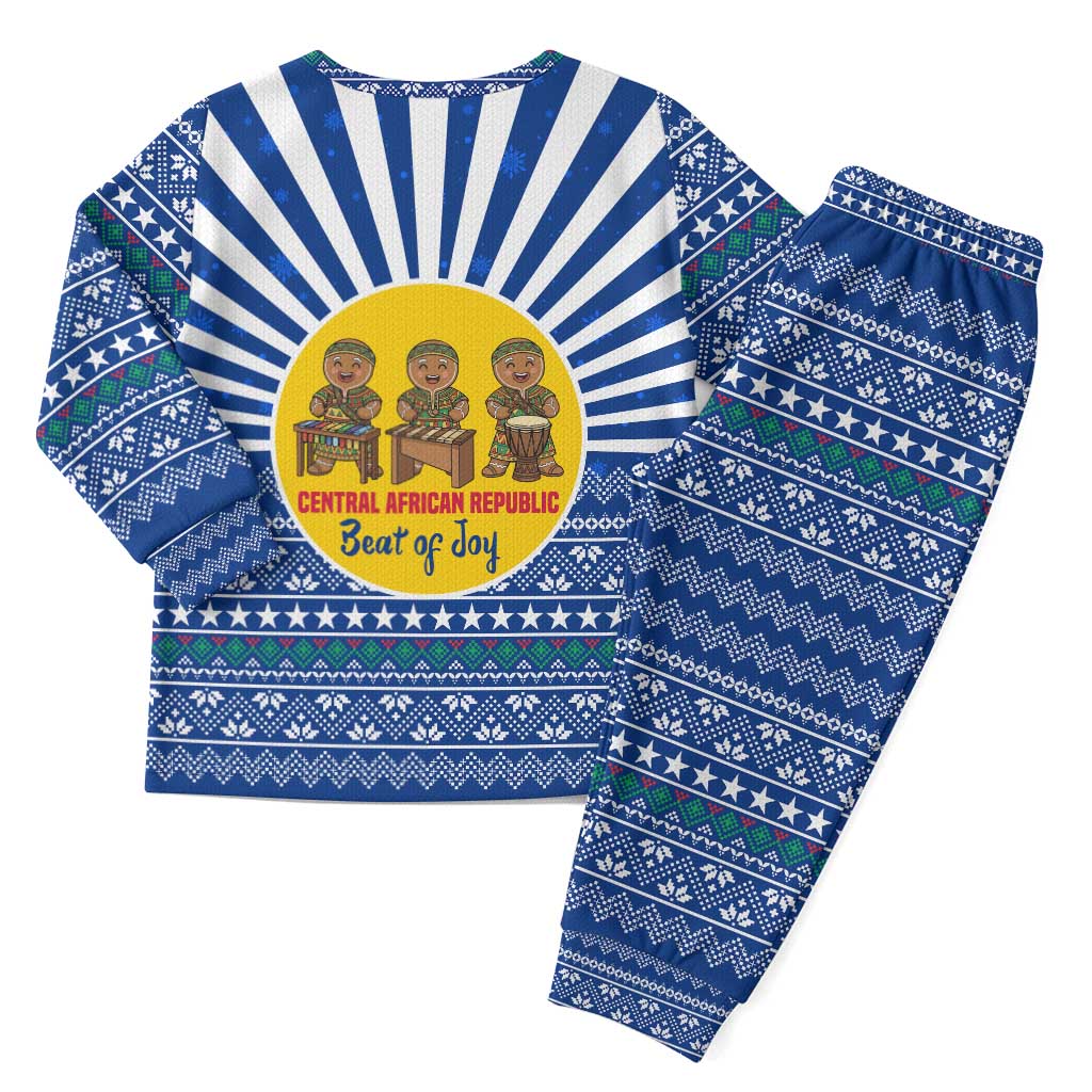 Central African Republic Christmas Pajama Set with Drumming Kids Beat of Joy Tribal Pattern and Snowflakes - Wonder Print Shop
